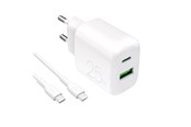 Mobil - Adaptere & Opladere - Puro PROLITE 25W USB-A / USB-C Wall Charger + USB-C - USB-C 1.2m Cable - White - PUTCUSBAC25WDYKCCWHI