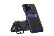 Mobil - Covers & Cases - Hurtel Leather Stand Case for iPhone 14 Pro Cover Card Wallet with Stand Black - 9145576269725