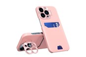 Mobil - Covers & Cases - Hurtel Leather Stand Case for iPhone 14 Pro Max Card Wallet Cover with Stand Pink - 9145576269732