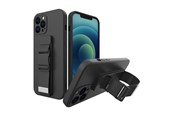 Mobil - Covers & Cases - Hurtel Rope Case Silicone Lanyard Cover Purse Lanyard Strap For Samsung Galaxy S22 + (S22 Plus) Black - 5907769340598