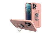 Mobil - Covers & Cases - Hurtel Ring Case Silicone Case with Finger Holder and Stand for Xiaomi Redmi Note 11 Pro Pink - 5907769340949