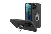 Mobil - Covers & Cases - Hurtel Ring Case silicone Case with a Finger Grip and stand for Samsung Galaxy A73 Black - 5907769341144