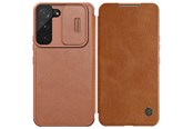 Mobil - Covers & Cases - Nillkin Qin Leather Pro Case Case for Samsung Galaxy S22+ (S22 Plus) Camera Cover Holster Cover Flip Case Brown - 6902048235540