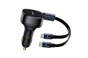 Mobil - Adaptere & Opladere - Baseus Enjoyment Retractable 2-in-1 Car Charger C+C 33W Cluster Black - C00035506113-Z1