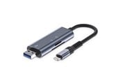 USB hub - Tech-Protect UltraBoost SD / micro SD card reader with Lightning / USB-A connector - grey USB hub - USB 2.0 - 3 ports - Grå - 5906302307845