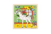 Puslespil - Astrid Lindgren Puzzle 16 Pcs Pippi Longstocking - Square Horse Wood - 8633