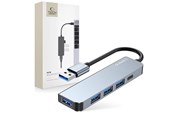 USB hub - Tech-Protect HUB V0 5in1 USB-A - USB-A 3.0 / 3x USB-A 2.0 / USB-C - grey USB hub - USB 2.0 - 5 ports - Grå - 9490713935255