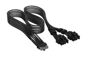 Strømkabel (intern) - Corsair Elite Premium Individually Sleeved PCIe 12V-2x6 to 2x 8-pin (6+2 split) - Sort - CP-8920435