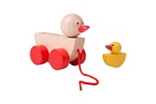 Babylegetøj - Bigjigs Wooden Pull Animal Duck with Chick - BJ770