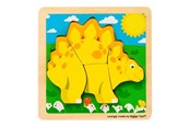 Babylegetøj - Bigjigs Wooden Shape Puzzle Stegosaurus - 4 pcs. - 38033