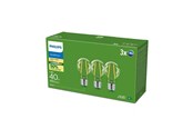 Lyskilder - Philips LED pære Ultra Efficient A60 2,3W/827 (40W) Klar 3-pak E27 - 929003622793