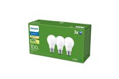 Lyskilder - Philips LED pære Ultra Efficient A60 7,3W/827 (100W) Mat 3-pak E27 - 929003625331