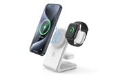 Mobil - Adaptere & Opladere - CRONG MagSpot Pivot Stand - 3-in-1 Wireless Charger with MagSafe for iPhone Apple Watch and AirPods - White - CRG-MSPS-WHT