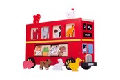 Babylegetøj - Bigjigs Wooden Shape Sorter Red Animal Bus - 21 pcs. - BJ692