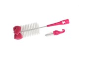Baby Udstyr - Akuku Bottle cups and nipple brush with sponge PINK - A0575