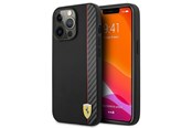Mobil - Covers & Cases - Ferrari iPhone 13 Pro Max Cover Carbon Effect Metal Logo Vertical Stripe - Black - 3666339026585