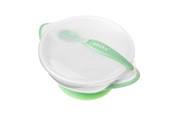 Baby Udstyr - Akuku Suction bowl with spoon WHITE/GREEN - A0504