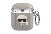 Mobil - Andet Tilbehør - Karl Lagerfeld Glitter Karl's Head Case for AirPods 1/2 - Black - 3666339030254