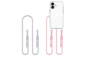 Mobil - Andet Tilbehør - Tech-Protect Flexair Chain MagSafe Case for iPhone 16 - Clear + 2 Lanyards (Pink & Gray) - 5906302380206