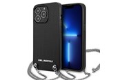 Mobil - Covers & Cases - Karl Lagerfeld Leather Textured and Chain Case for iPhone 13 Pro Max 6.7" - Black - 3666339049959