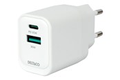 Mobil - Adaptere & Opladere - Deltaco USB GaN Wall Charger PD 35W | 1x USB-A | 1x USB-C | PPS + Samsung SFC 25W | White - USBC-AC159