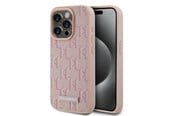 Mobil - Covers & Cases - Karl Lagerfeld Leather Monogram Metal Logo case for iPhone 15 Pro - pink - 3666339253929
