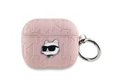 Mobil - Andet Tilbehør - Karl Lagerfeld Monogram Choupette Head case for AirPods 3 - pink - 3666339283735
