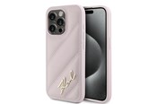 Mobil - Covers & Cases - Karl Lagerfeld Diagonal Quilted Script case for iPhone 15 Pro - pink - 3666339252526