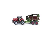 Legetøjsbil - SIKU Massey Ferguson With Forestry Trailer - 1134