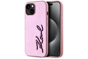 Mobil - Covers & Cases - Karl Lagerfeld Wrinkled Metal Signature iPhone 15 Case - Pink - 3666339255589