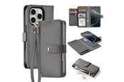 Mobil - Covers & Cases - Dux Ducis Lava Leather Case for iPhone 16 Pro Max with Detachable Magnetic Wallet - Grey - 6934913003008