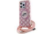 Mobil - Covers & Cases - Karl Lagerfeld IML Crossbody Monogram Karl & Choupette Head MagSafe Case for iPhone 15 Pro Max - Pink - 3666339286590