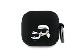 Mobil - Andet Tilbehør - Karl Lagerfeld Silicone Karl&Chaupette Head 3D Case for AirPods 4 - Black - 3666339398095