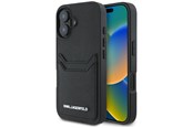 Mobil - Covers & Cases - Karl Lagerfeld HC Grained PU Cardslot Metal Elong iPhone 16 Case - Black - 3666339355401