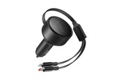 Mobil - Adaptere & Opladere - ORICO Dual Stretch 60W USB-C Car Charger with Two Retractable USB-C + Lightning Cables - Black - DS-60-2C1L-BK-EP-HU