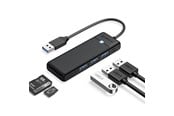 USB hub - ORICO PAPW3AT-U3 USB Hub 4-port 3x USB-A 3.0 with microSD/SD card reader 1 m - black USB hub - USB 3.0 - 4 ports - Sort - PAPW3AT-U3-10-BK-EP