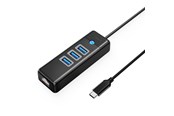 USB hub - ORICO PW3UR25-C3 USB Hub 4-Port 3x USB-A 3.0 1x RJ45 2.5G Ethernet 0.15m - Black USB hub - USB 3.0 - 4 ports - Sort - PW3UR25-C3-015-BK-EP