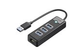 USB hub - ORICO PW3UR25-U3 USB Hub 4-Port 3x USB-A 3.0 1x RJ45 2.5G Ethernet 1 m - Black USB hub - USB 3.0 - 4 ports - Sort - PW3UR25-U3-10-BK-EP