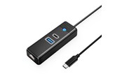USB hub - ORICO PW3UR25-C3 3-port USB Hub 1x USB-A 3.0 1x USB-C 3.0 1x RJ45 2.5G Ethernet 1 m - Black USB hub - USB 3.0 - Sort - PWCUR25-C3-10-BK-EP