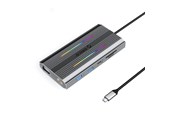 USB hub - ORICO XCR 12in1 RGB USB-C Docking Station 3x USB-A USB-C PD 100W HDMI 4K VGA RJ45 Gigabit SD and microSD Card Reader - Gray USB hub - USB 3.1 - 12 ports - Grå - XDR-X2-GY-BP