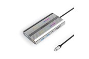 USB hub - ORICO XDR 12in1 RGB USB-C Docking Station USB-A USB-C 2x HDMI 4K 60 Hz DisplayPort 4K 60 Hz RJ45 Gigabit PD 100W SD and microSD Card Reader - Silver USB hub - USB 3.1 - 12 ports - Grå - XDR-X3-SV-BP
