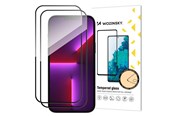 Mobil - Beskyttelsesglas - Wozinsky 2 stk. hærdet glas i fuld skærmstørrelse med ramme Case Friendly  Full Glue iPhone 15 - sort - 5907769309007