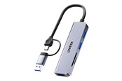 USB hub - Unitek uHUB P5+ H1320A - hub - 5-in-1 5 Gbps with SD and micro SD card reader - 3 ports USB hub - USB 3.2 - 3 ports - Grå - H1320AGY01