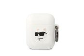 Mobil - Andet Tilbehør - Karl Lagerfeld KLA2RUNCHH AirPods 1/2 cover white/white Silicone Choupette Head 3D - 3666339087920