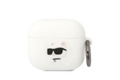 Mobil - Andet Tilbehør - Karl Lagerfeld KLA3RUNCHH AirPods 3 cover white/white Silicone Choupette Head 3D - 3666339087944