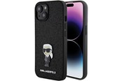 Mobil - Covers & Cases - Karl Lagerfeld Fixed Glitter Ikonik Logo Metal Pin case for iPhone 15 - black - 3666339165390