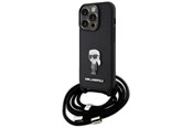 Mobil - Covers & Cases - Karl Lagerfeld Crossbody Saffiano Monogram Metal Pin Karl & Choupette Case for iPhone 15 Pro - Black - 3666339165895