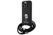Mobil - Covers & Cases - Karl Lagerfeld Crossbody Saffiano Monogram Metal Pin Karl & Choupette Case for iPhone 15 Pro Max - Black - 3666339165901