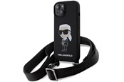 Mobil - Covers & Cases - Karl Lagerfeld KLHCP15SSCBSKNK iPhone 15 6.1" hardcase black/black Crossbody Silicone Ikonik - 3666339167431