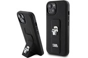 Mobil - Covers & Cases - Karl Lagerfeld Gripstand Saffiano Karl&Choupette Pins case for iPhone 15 Plus / 14 Plus - black - 3666339206888